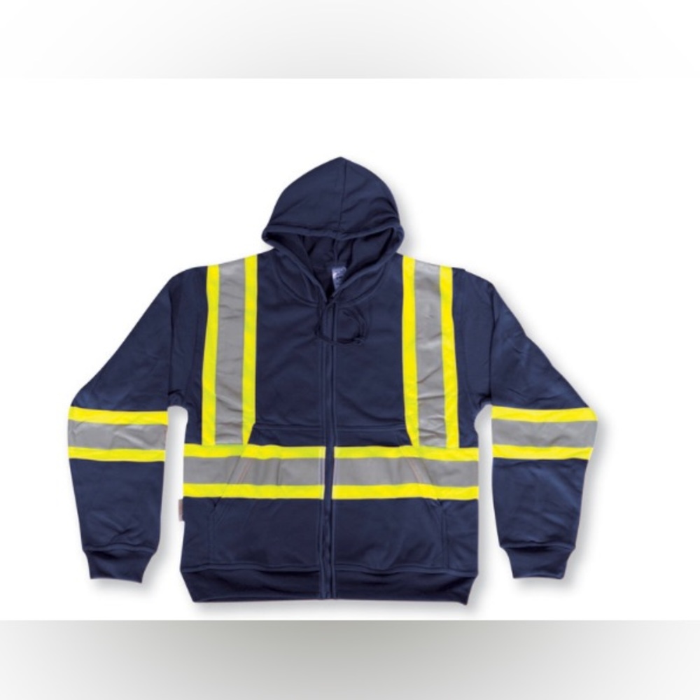 🆕 Big K’s Size M Men’s High- Visibility/Safety Navy Cotton Zipper Front Hoodie